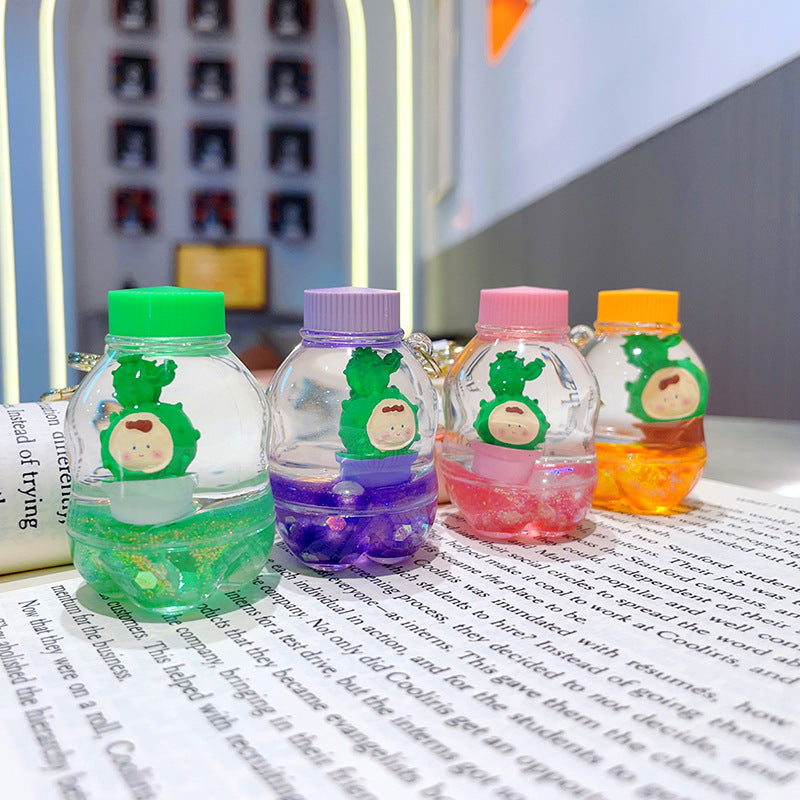 Wholesale Quicksand Acrylic Cactus Keychain