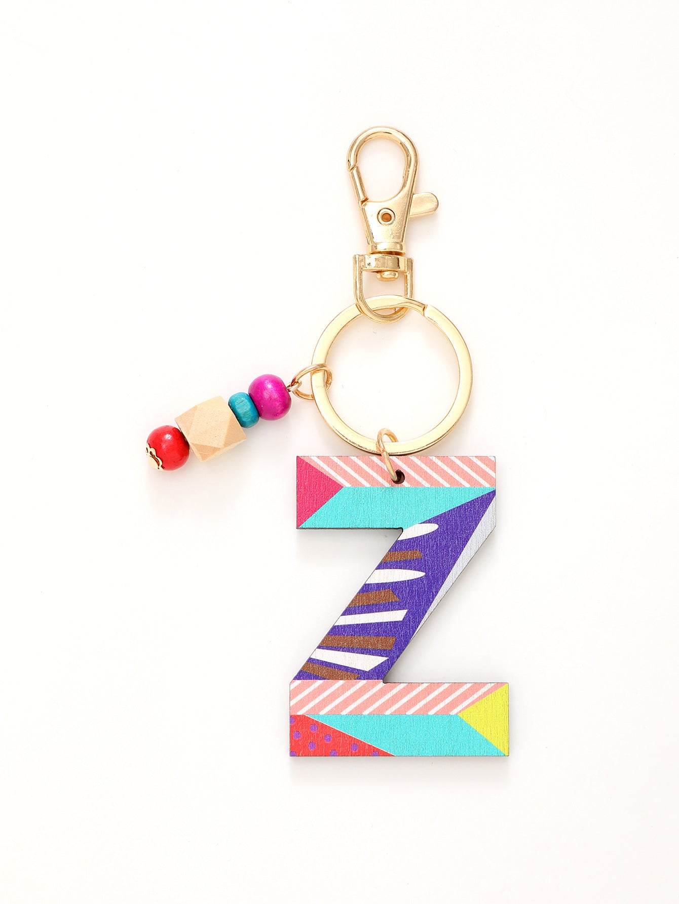 Wholesale Trendy Alphabet Bead Keychain Wooden Car Key Accessory Gift Boutique Resale