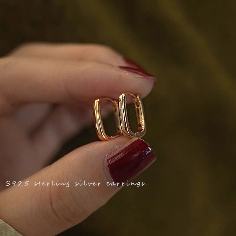 Wholesale S925 sterling silver U-shaped earrings geometric square all-match earrings