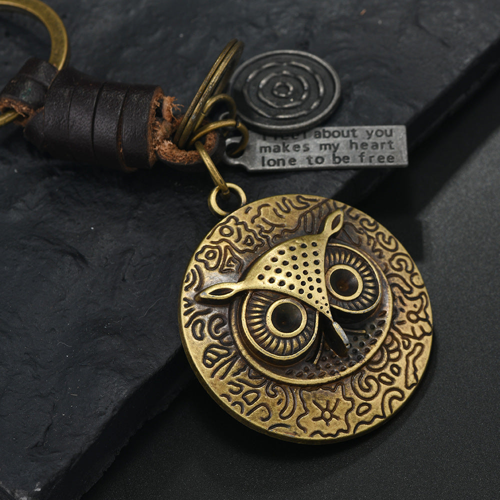Wholesale Alloy Bronze Owl Vintage Keychains