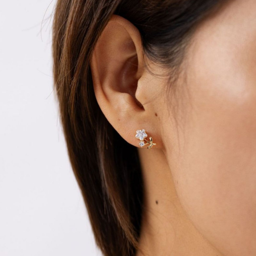 Wholesale  s925 silver needle flower earrings