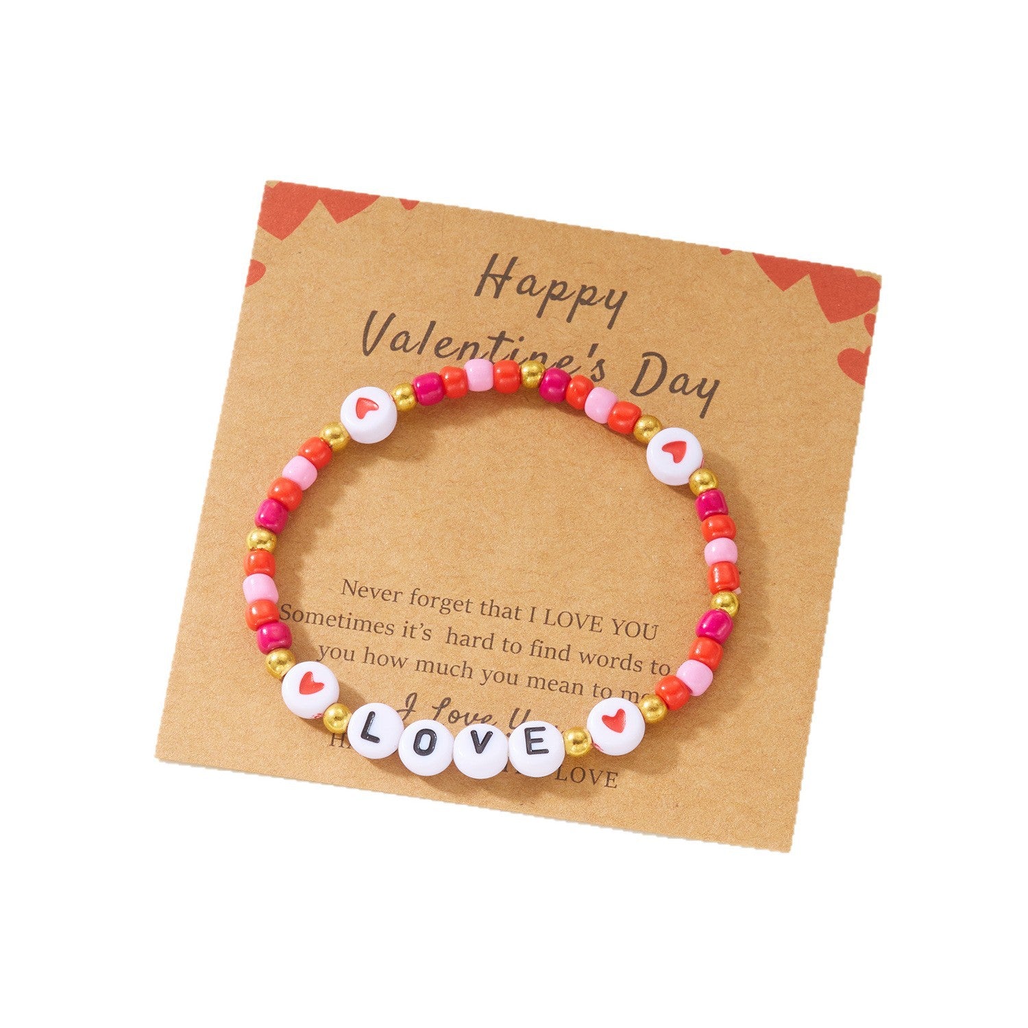 Wholesale Valentine' s Day  romantic heart letter LOVE beaded bracelet