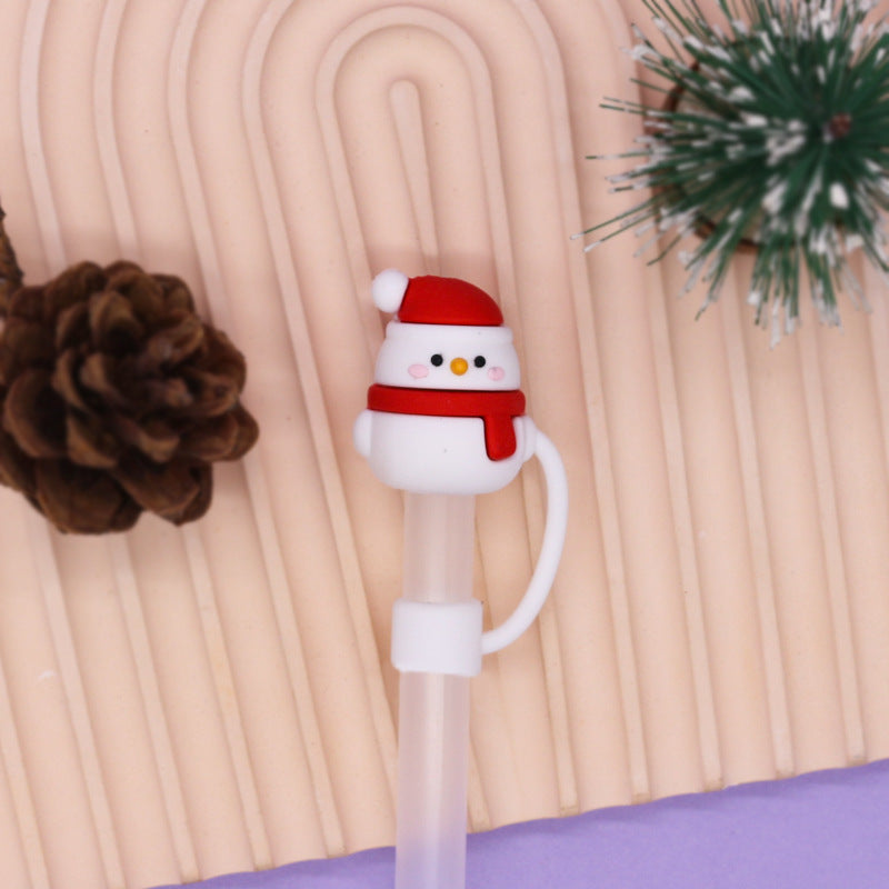 Wholesale Trendy Christmas Silicone Straw Caps Cartoon Party Straw Toppers For 8Mm 10Mm Straws Resale