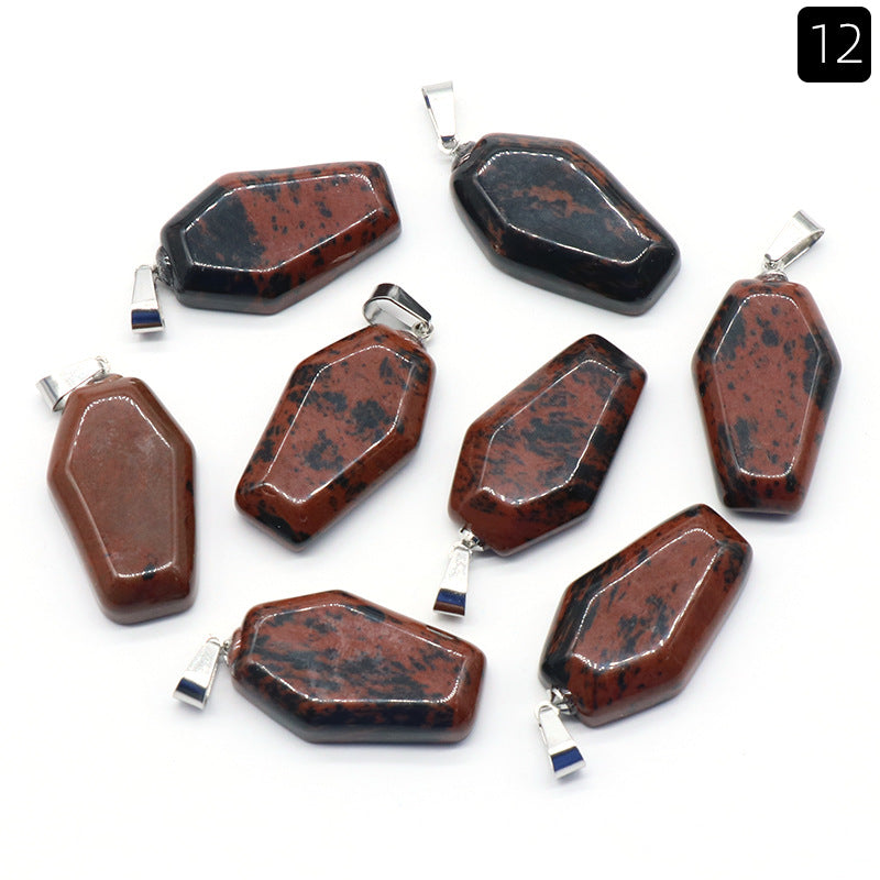 Wholesale Mini Coffin Board Natural Crystal Stone Coffin Board Necklace Pendant ACC-PT-KeSuo004