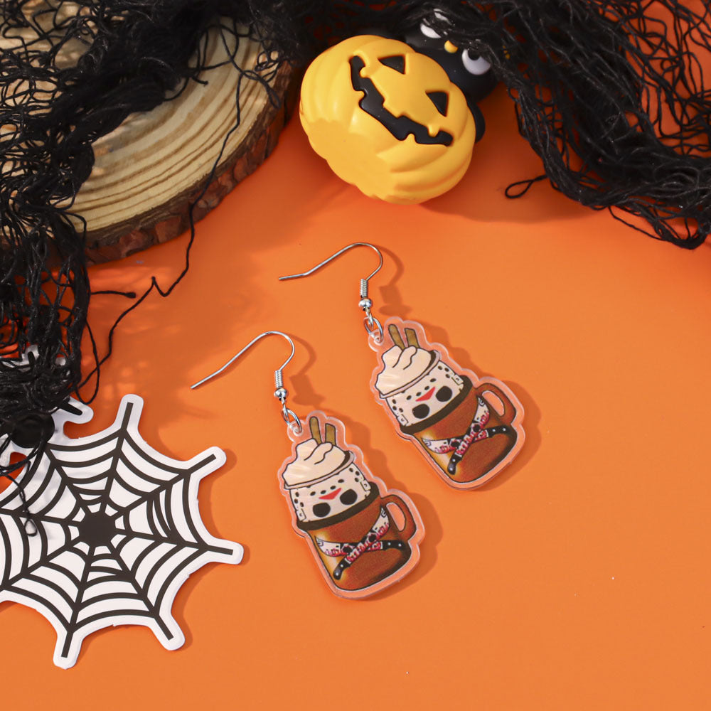 Wholesale  Acrylic Pumpkin Lantern Bat Earrings