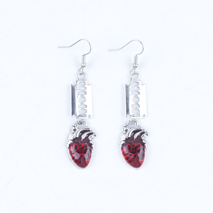 Wholesale Retro Bat Teardrop Ruby Jewelry Set  Earrings Necklace Fashion Accessory Gift