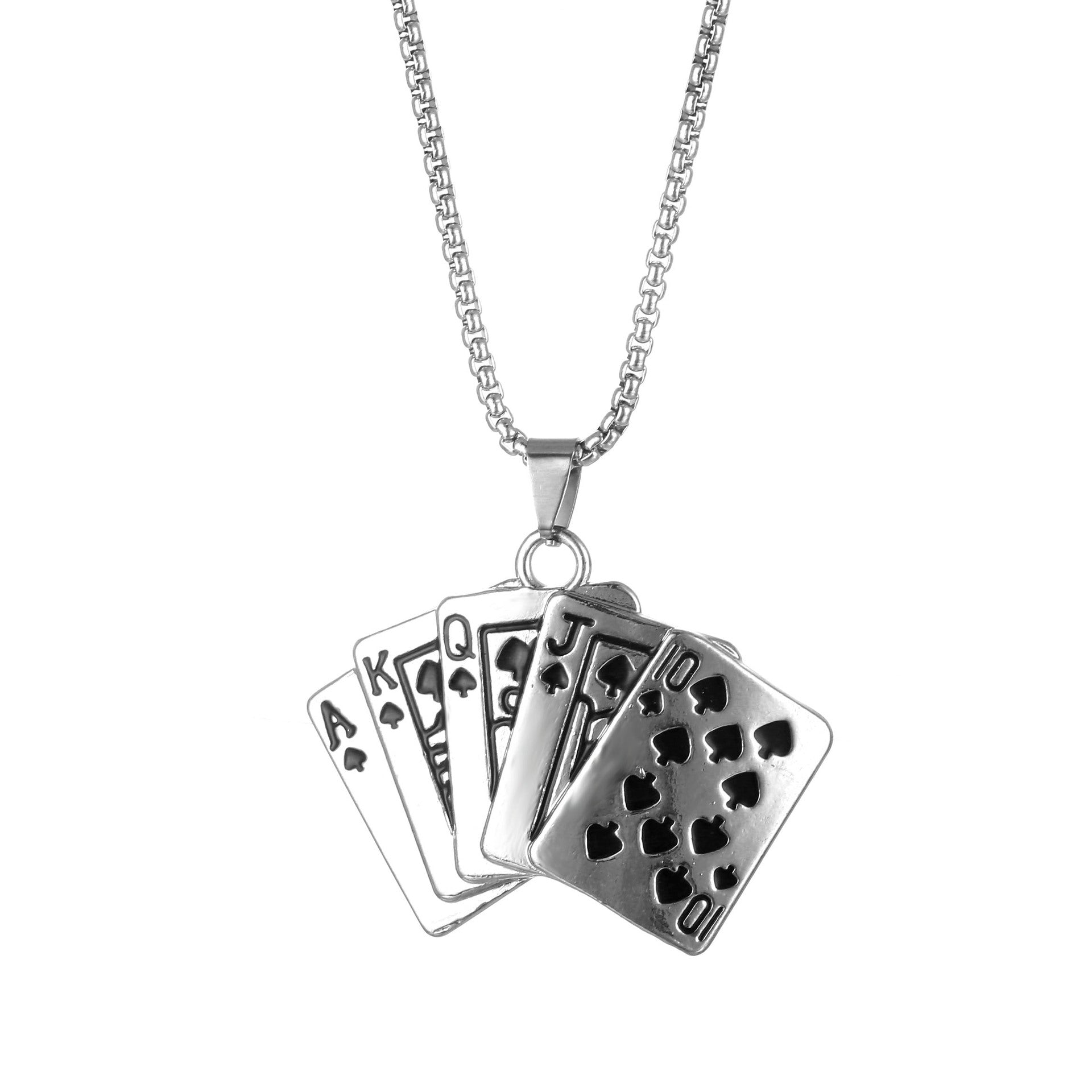 Wholesale full diamond playing card jewelry  necklace