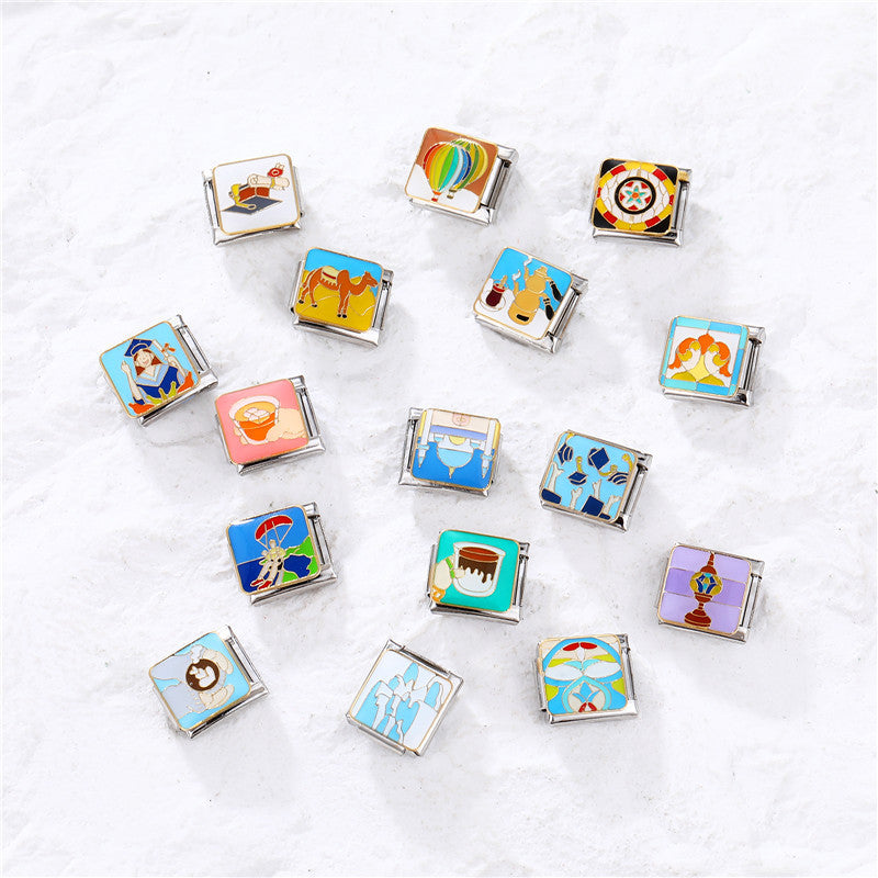 Wholesale Italian Charm Bracelet 9mm DIY Splicing Cute Cartoon Titanium Steel Composable Bracelet