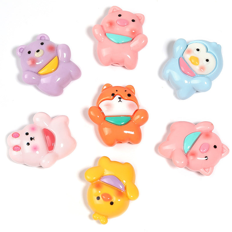 Wholesale Random 50pcs Cute Animal Vertical Hole Beads Diy Resin Accessories Beads ACC-BDS-BLG049