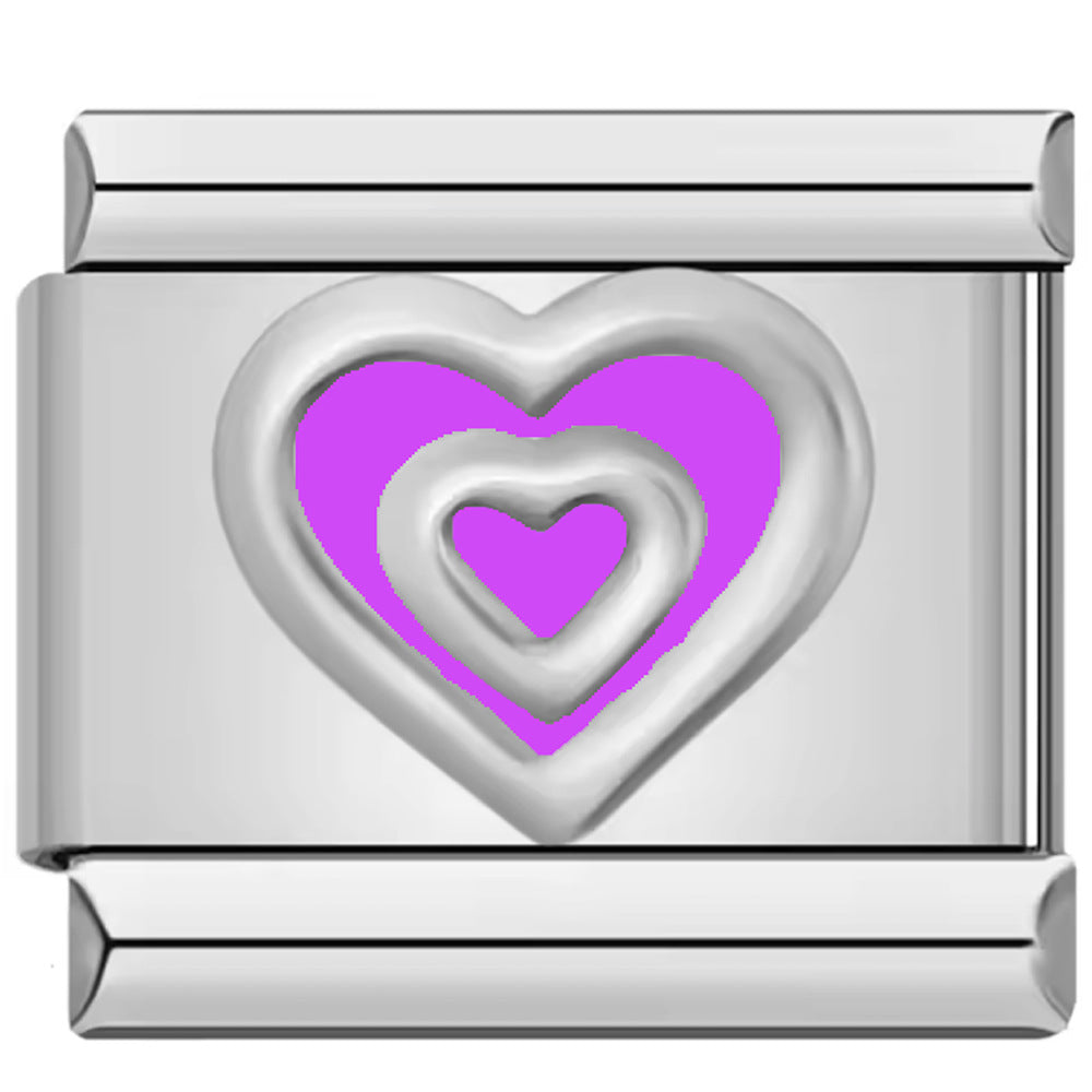 Wholesale  Italian modularHeart-shaped colorful oil-drop bracelet