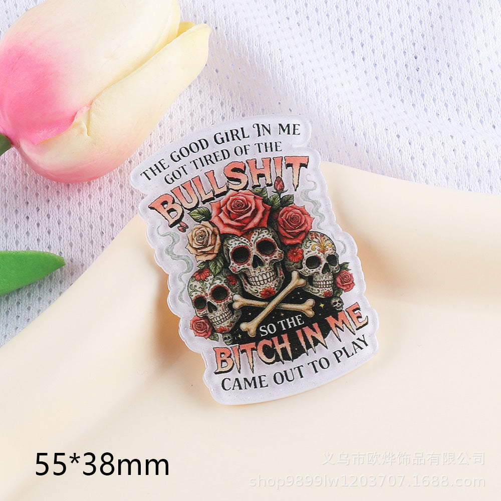 Wholesale  10pcs DIY Flatback cartoon character Acrylic Flatback Badge Reels Retractable Keychain DIY Accessories