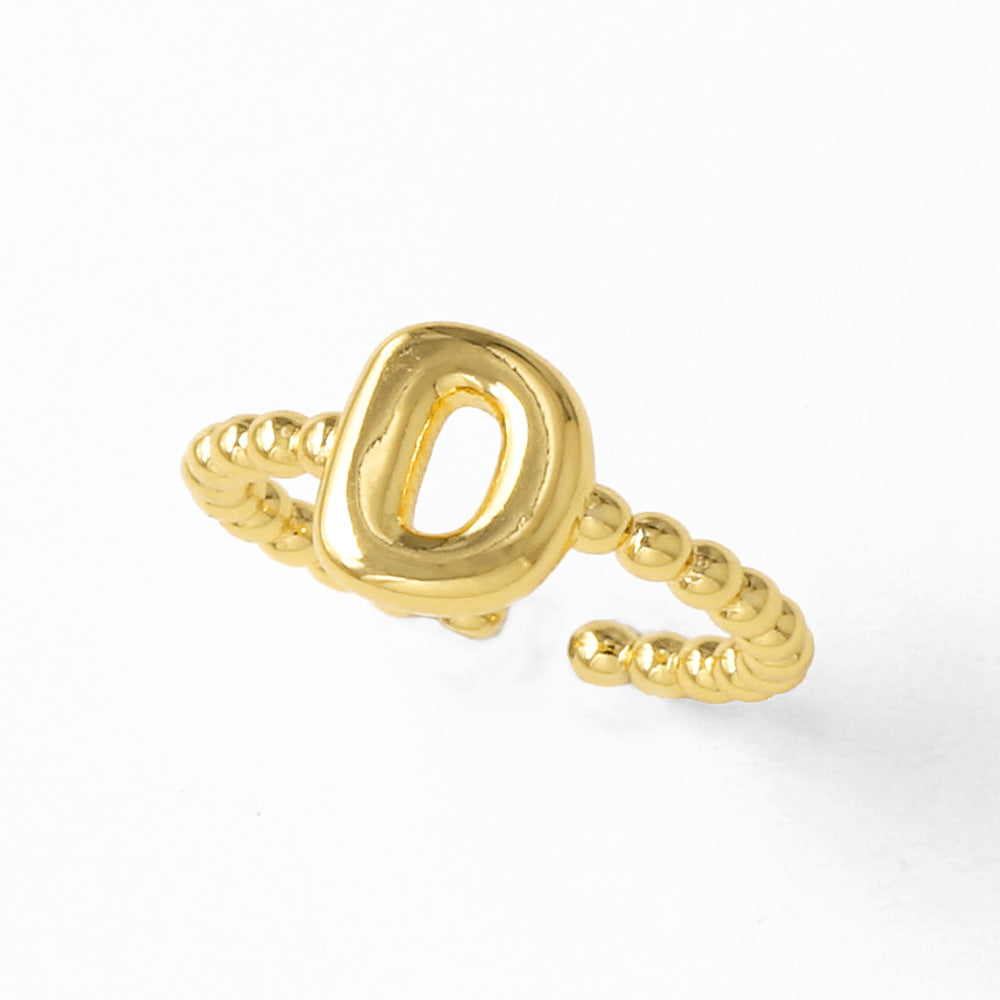 Wholesale 26 English letter rings gold-plated open rings