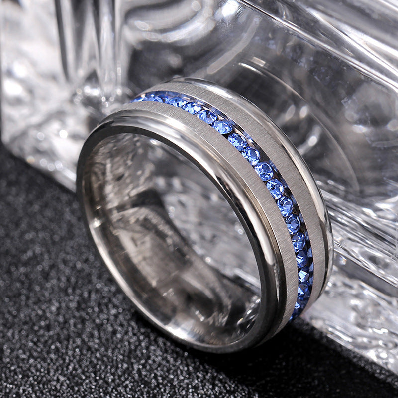 Wholesale Titanium Steel Blue Diamond Ring Pinky Ring Men's Rings ACC-RS-GouYa006