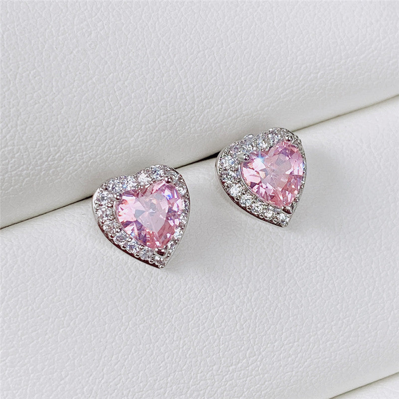 Wholesale Exquisite and Cute Earrings Set with Heart-shaped Zircon Earrings ACC-ES-Caos036