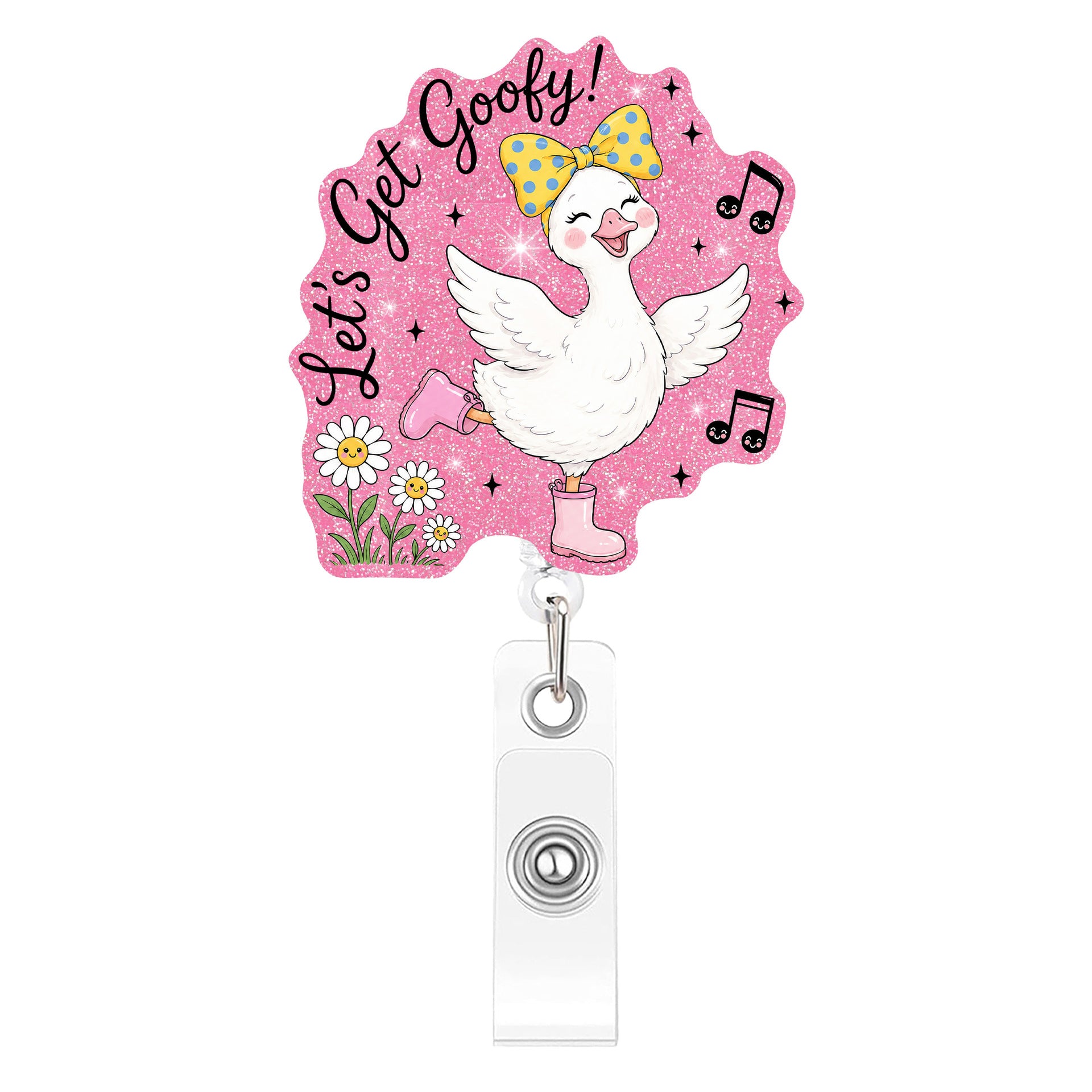 Wholesale Plastic Retractable Badge Clip Pink Goose Design Stylish Office ID Card Holder And Everyday Work Accessory