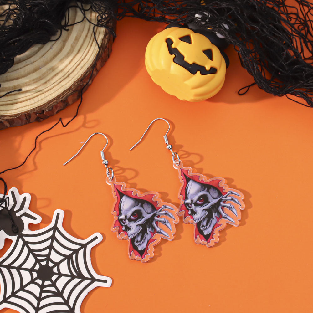 Wholesale  Acrylic Pumpkin Lantern Bat Earrings