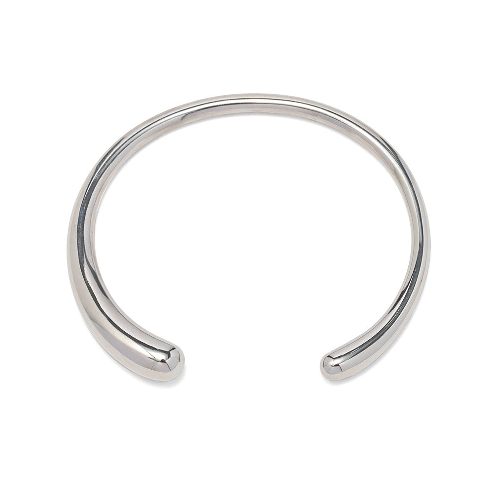 Wholesale 18K Stainless Steel Bracelets Light Luxury Bracelet Smooth Open Bracelet ACC-BT-JingQiao001