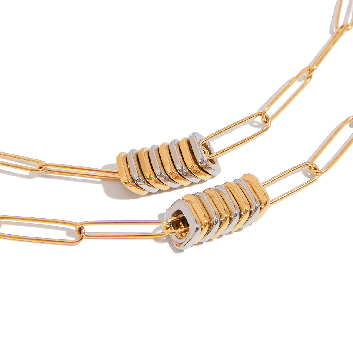 Wholesale  light luxury  18K gold stainless steel paper clip chain necklace