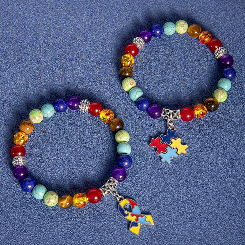 Wholesale Natural Agate Yoga Bracelet with Ribbon Pendant,  Unisex Everyday Jewelry