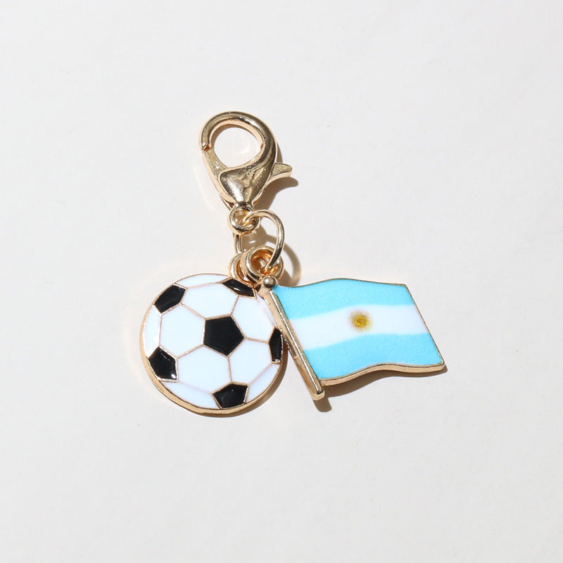 Wholesale Zinc Alloy Soccer Flag Charm Keychain Pendant for DIY Jewelry Making Boutique Resale