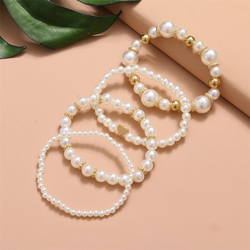 Wholesale Multi-layered Pearl Bracelet 4-piece Set Layered Bracelet Set ACC-BT-Chens002