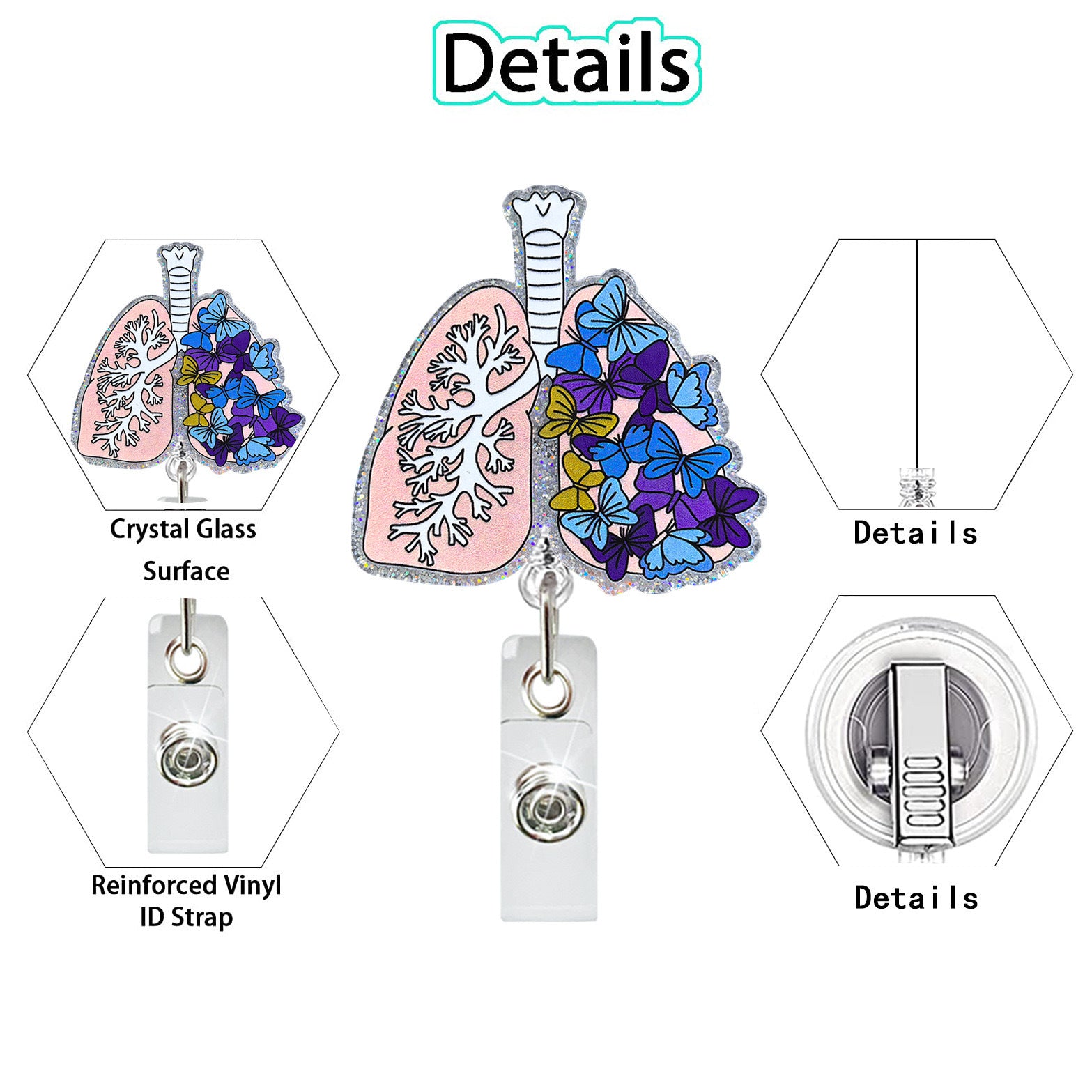 Wholesale Acrylic Heart Series Retractable Rotating Badge Keychain