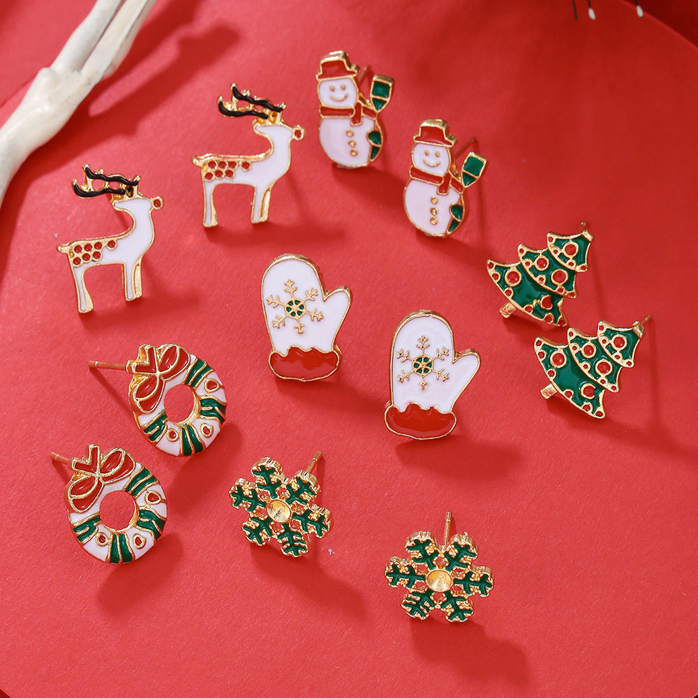 Wholesale Christmas Earrings Set Snowflake Elk Christmas Tree Earrings ACC-ES-Zhey004