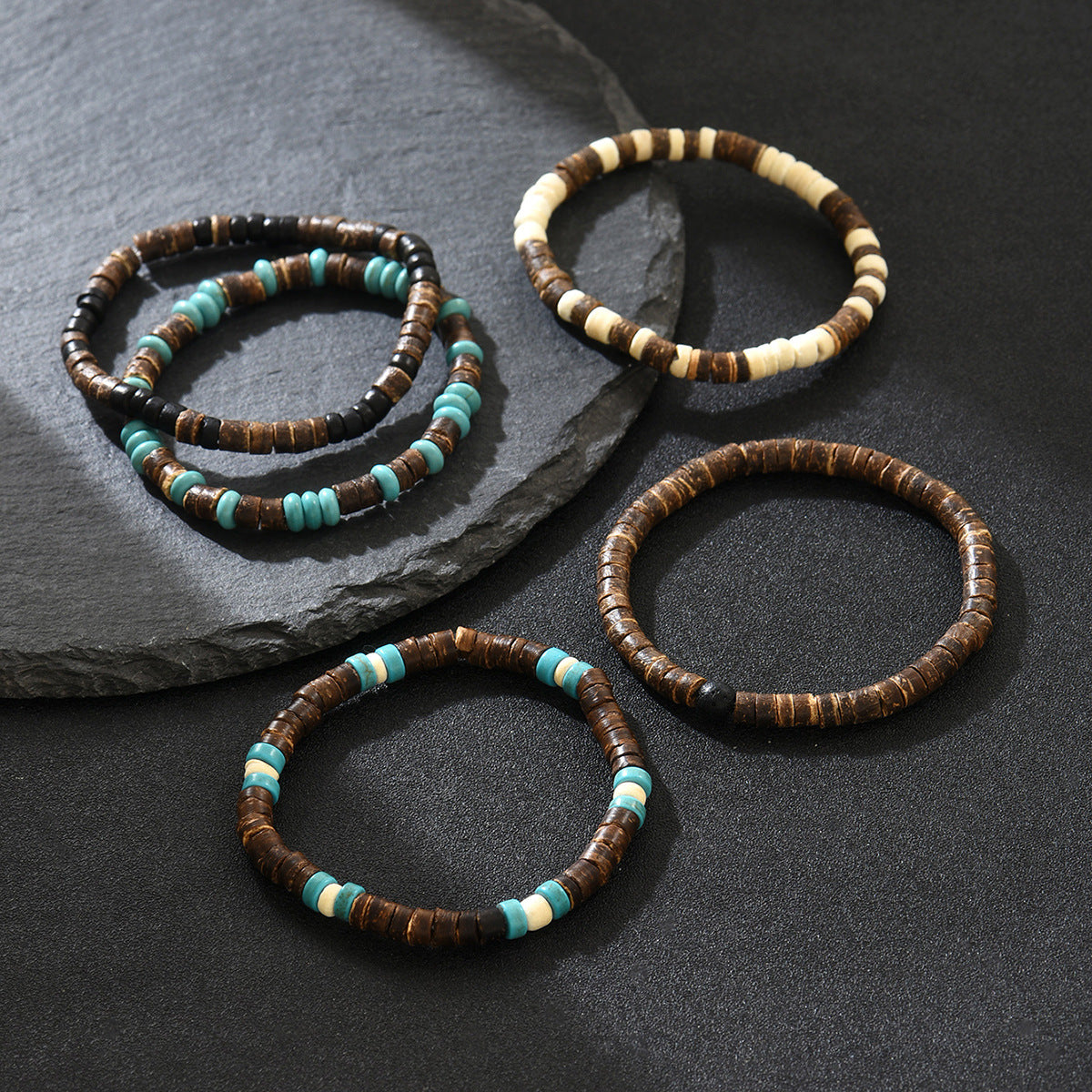Wholesale Bohemian Coconut Shell Turquoise Beaded  Men's Bracelet Bracelet