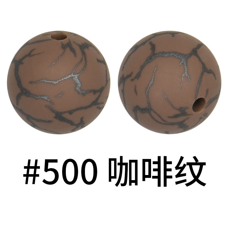 Wholesale 50pcs 15mm Colorful Crack Printed Silicone Balls DIY Beaded Accessories ACC-BDS-HeSheng050