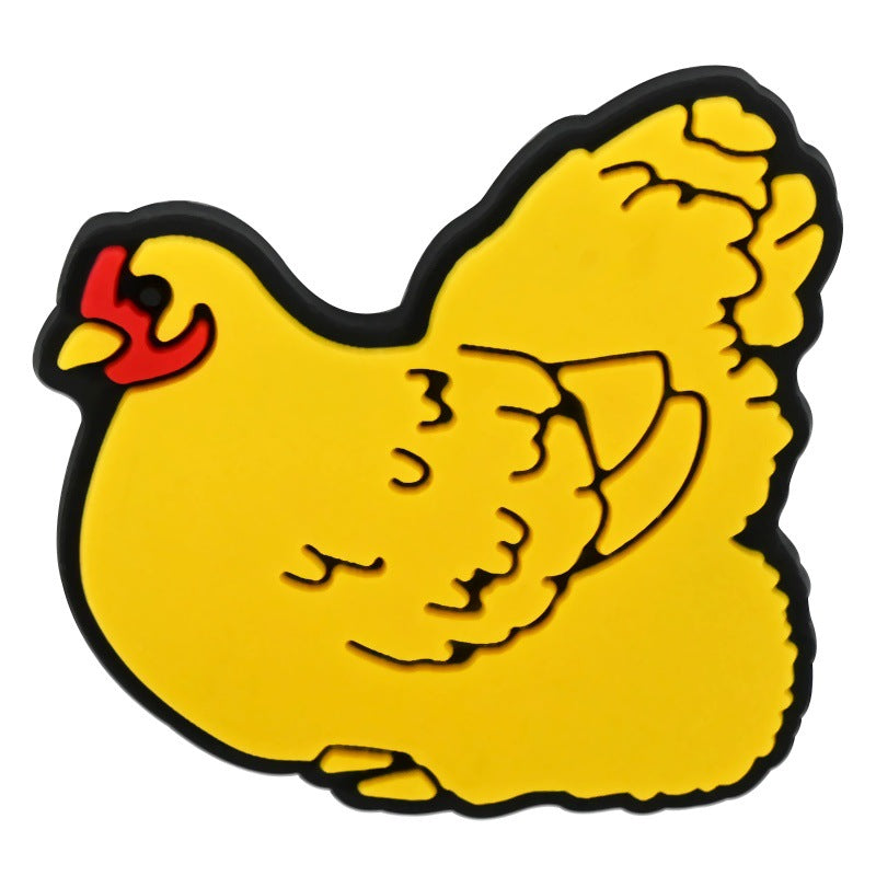 Wholesale Random 100pcs Rooster and Hen   PVC Soft Rubber Shoe Buckle Decoration