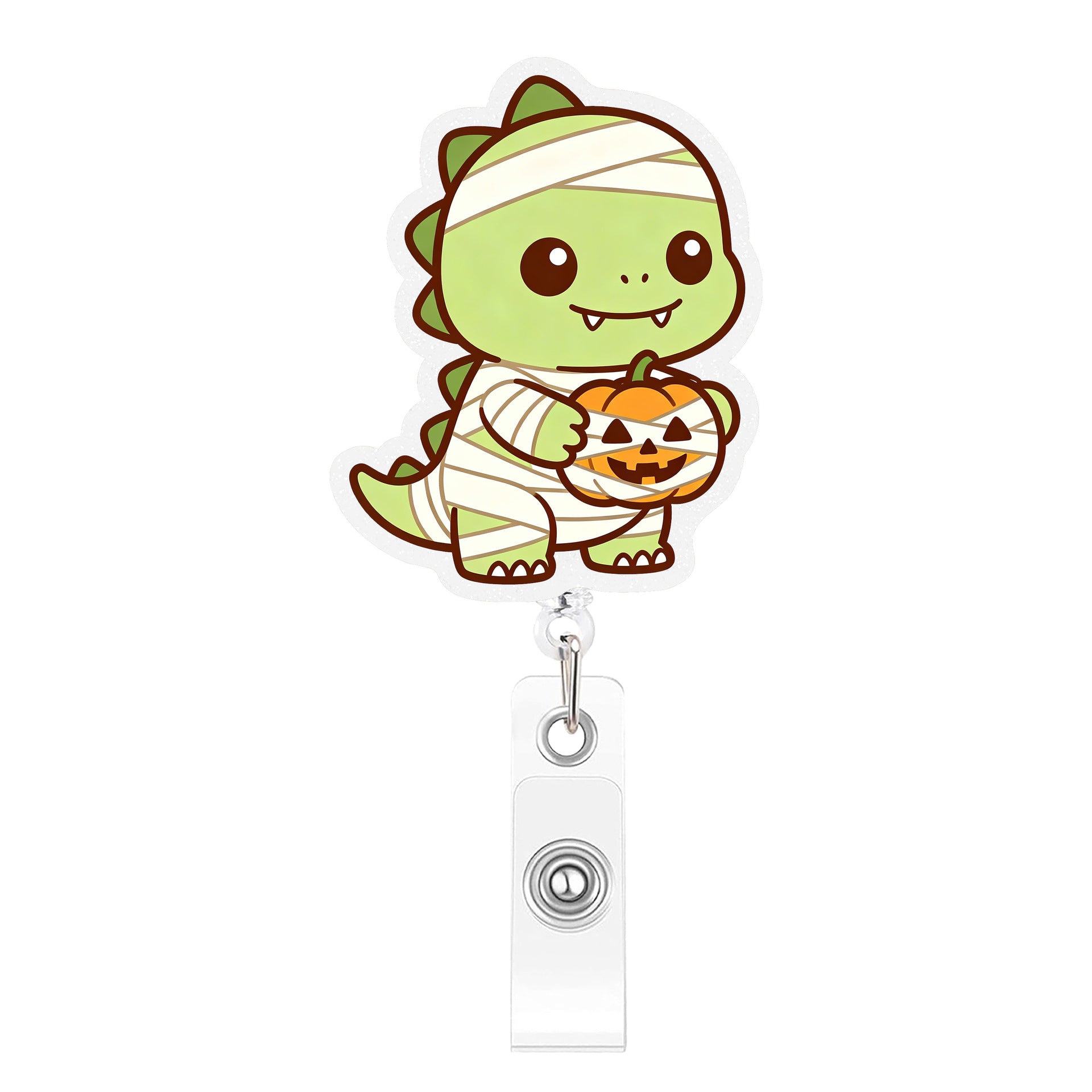 Wholesale Cartoon dinosaur -themed acrylic pull-tab retractable ID card holder pendant,  cute and creative office decoration.