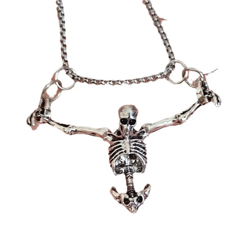 Wholesale Halloween punk style skull necklace