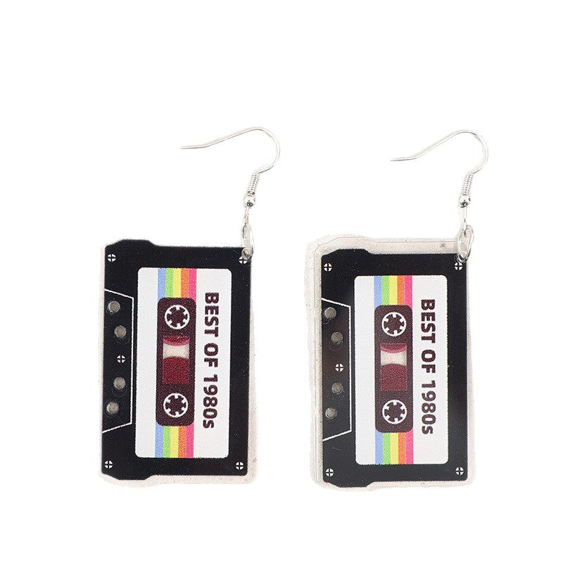 Wholesale Retro Acrylic Printed Letter Earrings - Fashion Accessory for Party and Everyday Wear