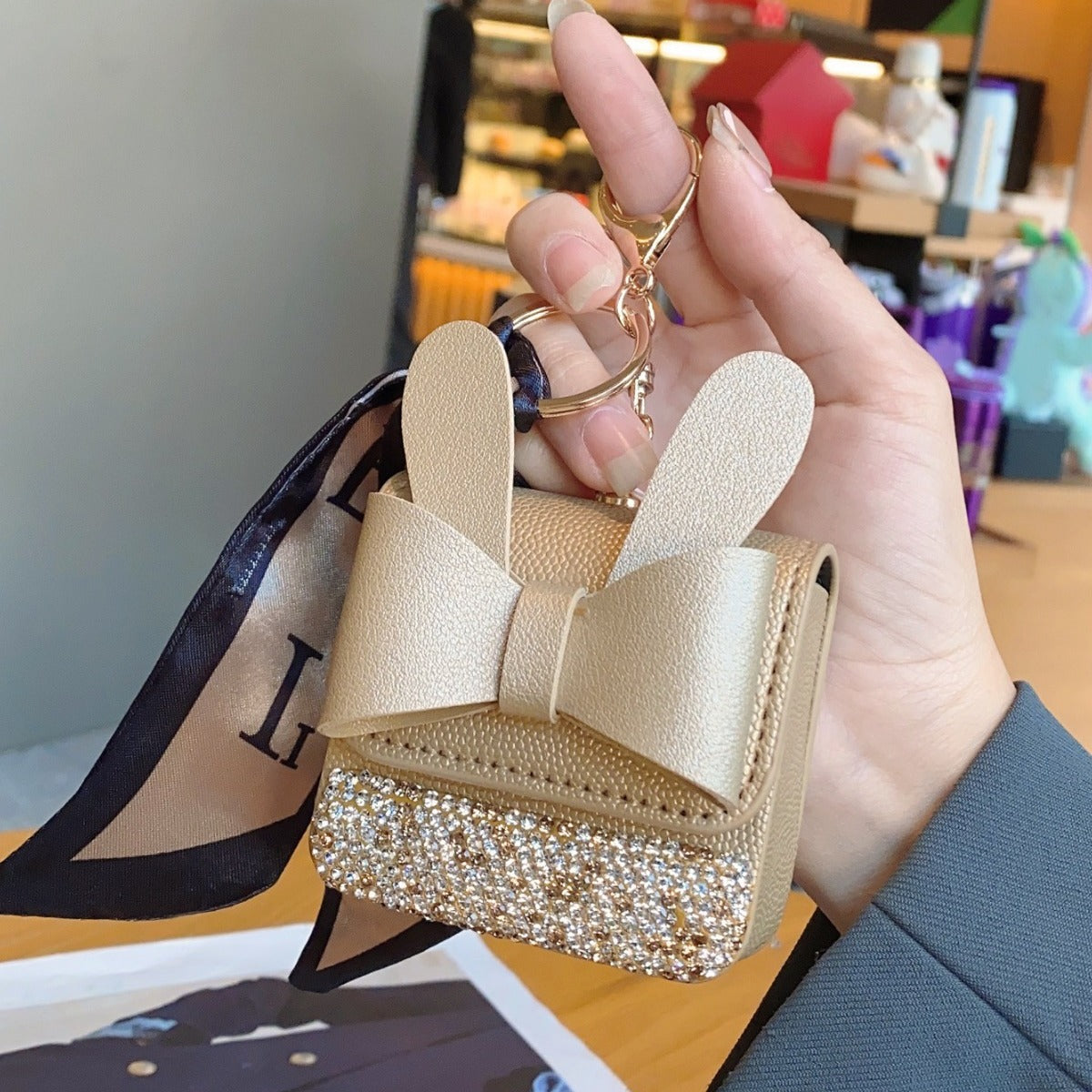 Wholesale PU Diamond Coin Purse Keychain Wallet ACC-KC-JiYou002