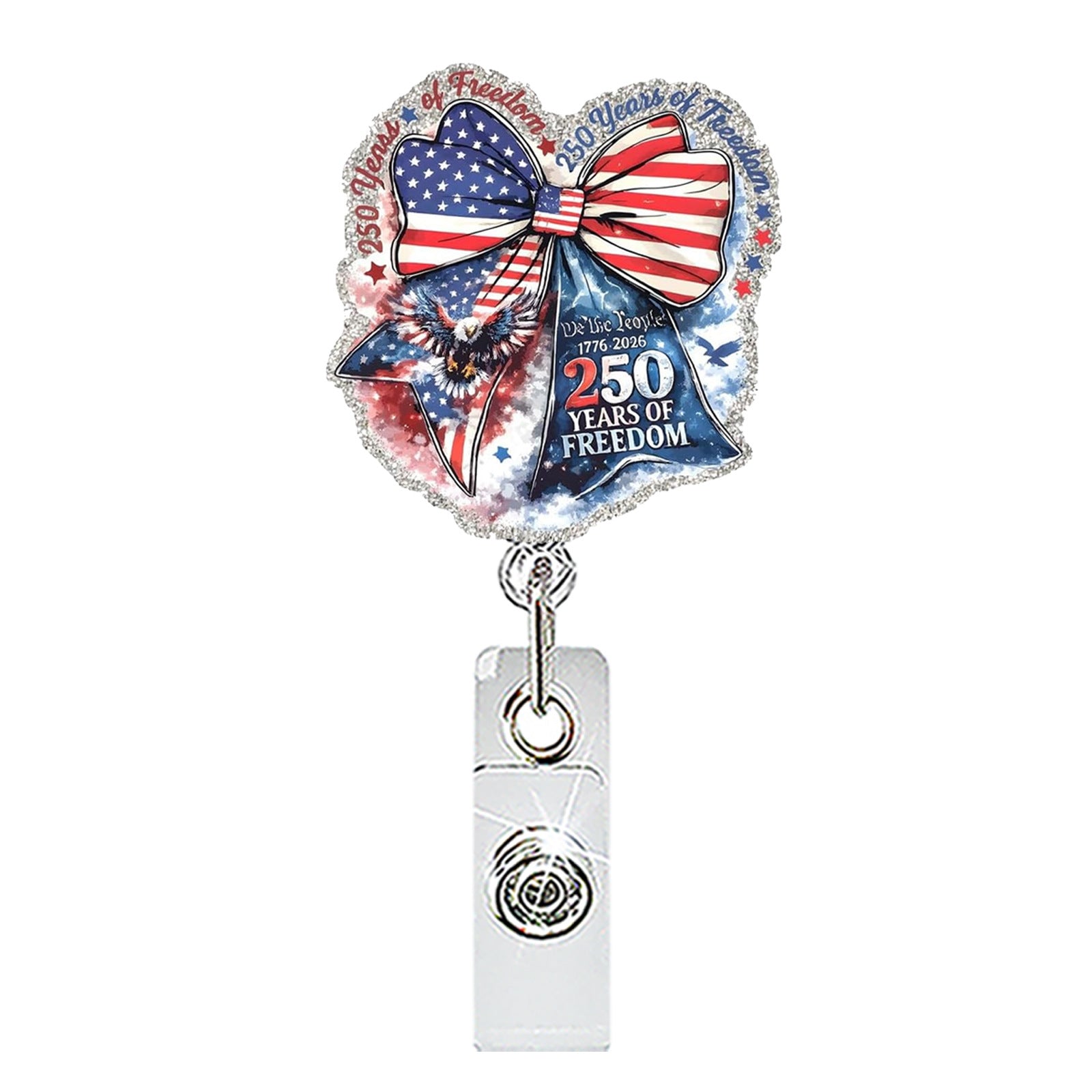 Wholesale Patriotic Eagle Retractable Badge Reel Acrylic Fashion Accessory