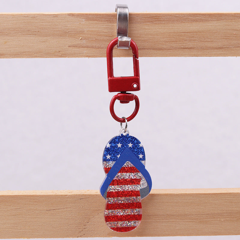 Wholesale American Independence Day Elements Red White Blue Flag Acrylic Keychain