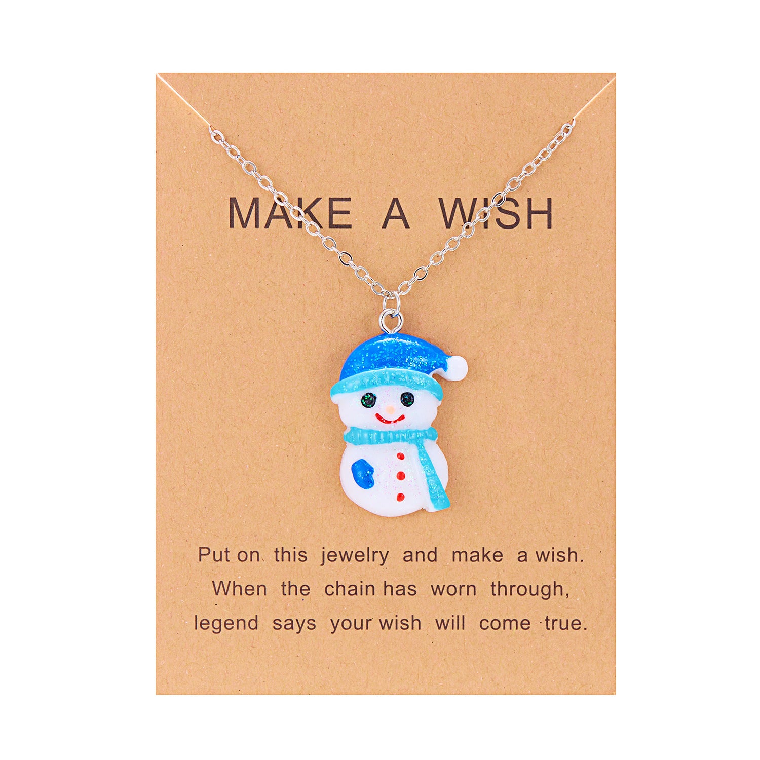 Wholesale Christmas gift box resin  snowman necklace