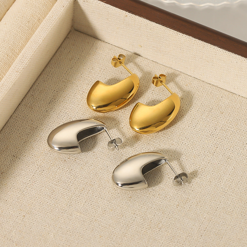 Wholesale  stainless steel gold-plated 18K water drop hollow earrings