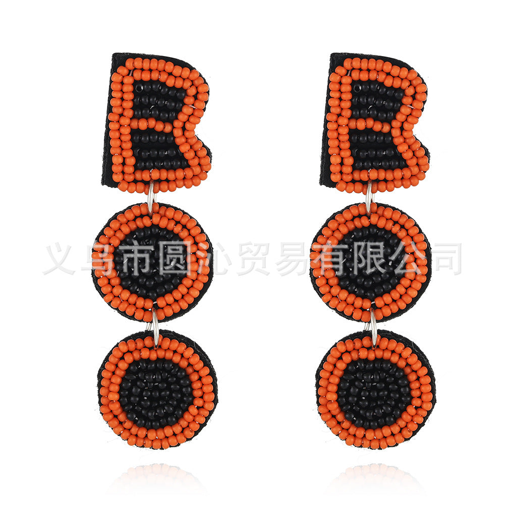 Wholesale Halloween Fabric Bead Earrings Ghost Pumpkin Spider Handmade Earrings ACC-ES-YuanQin002