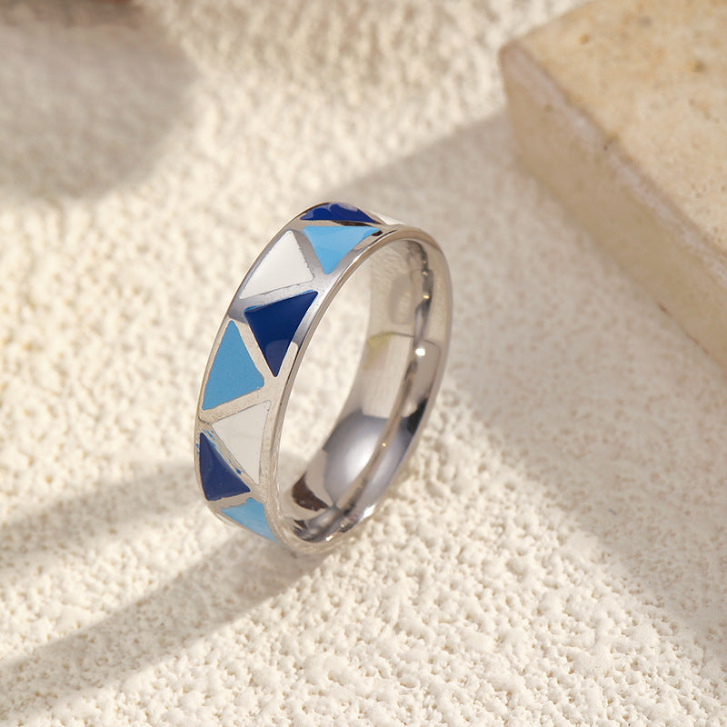 Wholesale  color minimalist color-blocking  stainless steel  rings
