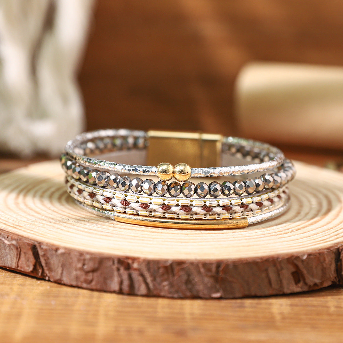 Wholesale Bohemian Multi-layer Stacked PU Leather Bracelet