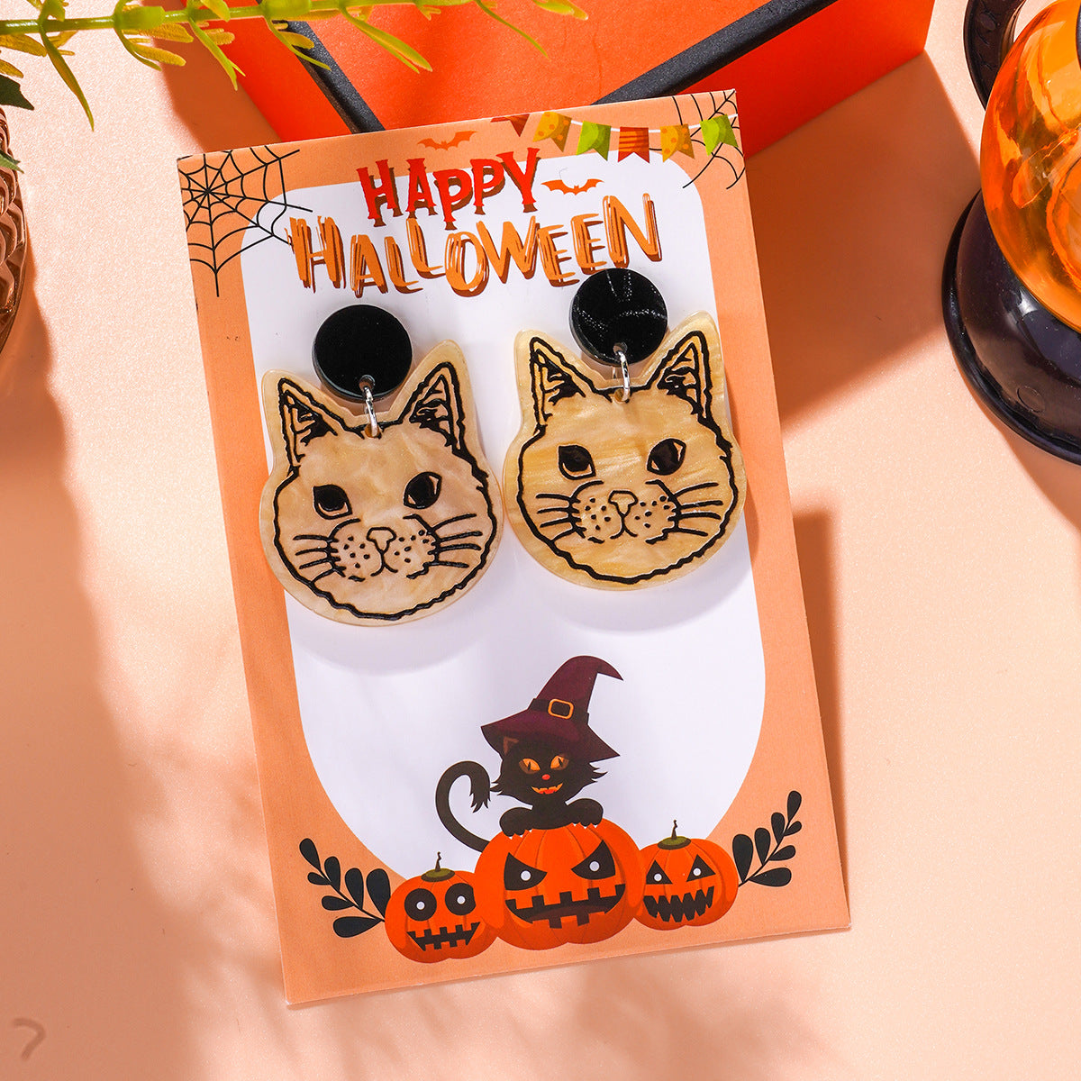 Wholesale Halloween Acrylic Cat Earrings ACC-ES-Ditong002