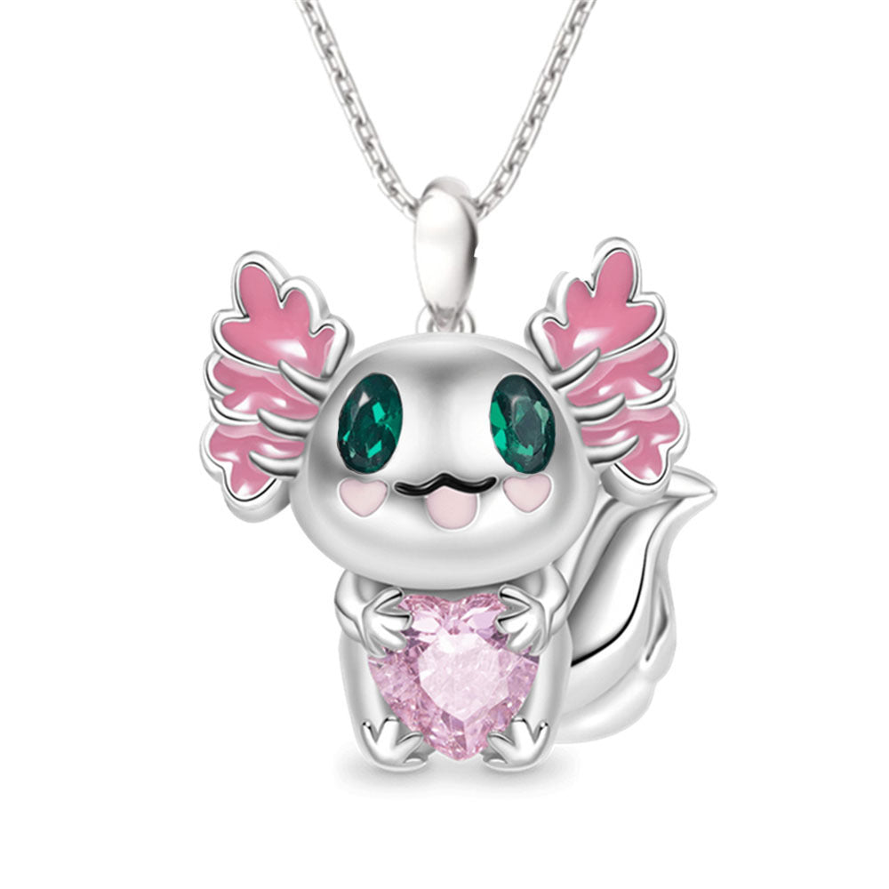 Wholesale cartoon fashion big eyes hug love little dragon lady necklace