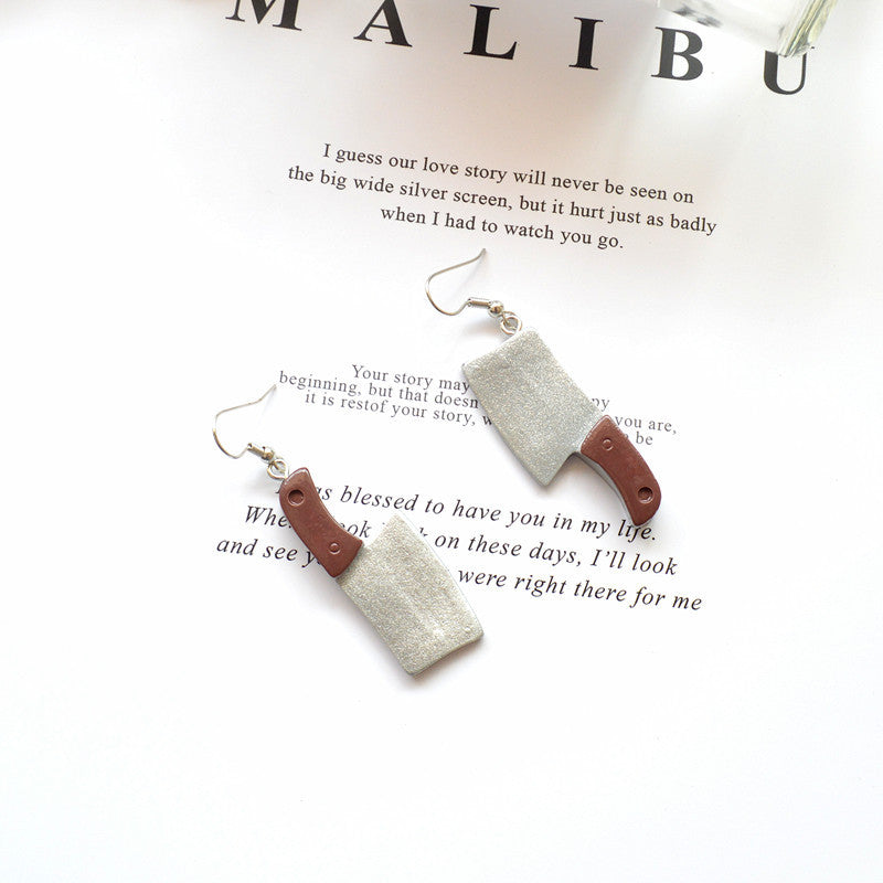 Wholesale Harajuku Punk Killer Sharp Knife Kitchen Knife Acrylic Earrings ACC-ES-XN027
