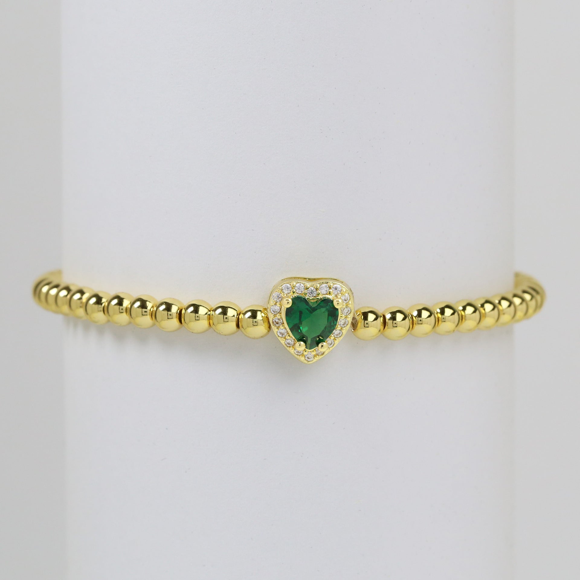 Wholesale  18k gold twelve birthstone December stone color love copper beads bracelet