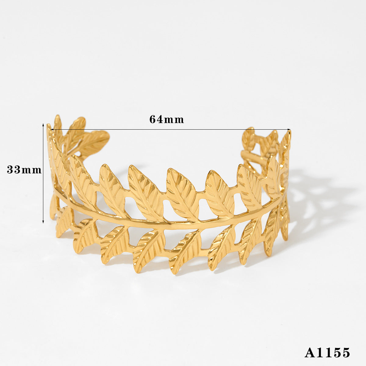 Wholesale  Leaf Bracelet suit Stainless Steel Metallic Wide-sided Hollow Ginkgo Leaf Elegant Bracele