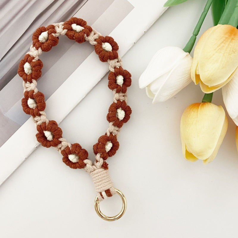 Wholesale Small Daisy Flower Mobile Phone Lanyard Keychain Bohemian Holiday Style Keychains ACC-KC-Huaien001