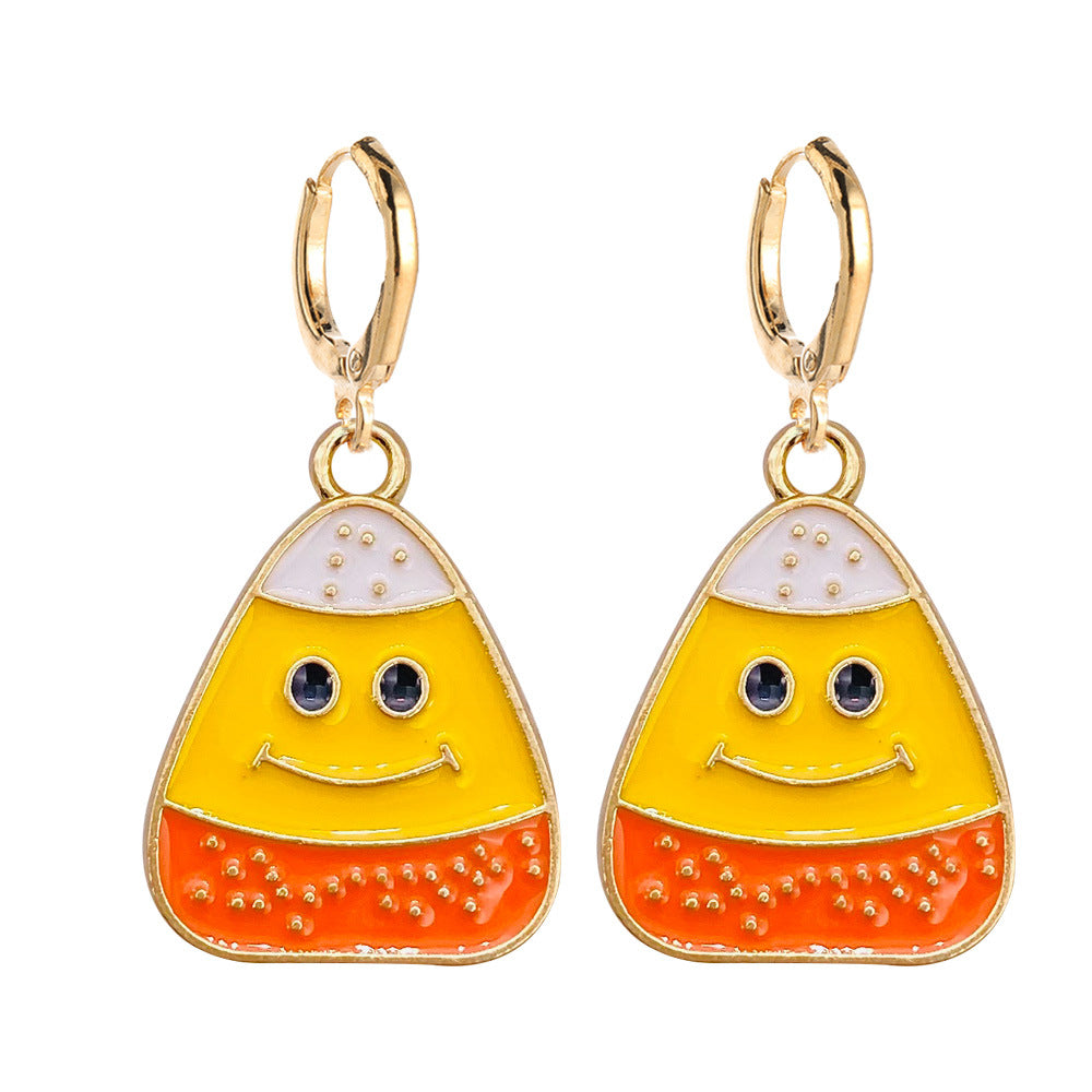 Wholesale Thanksgiving Cute Hedgehog Fox Scarecrow Pumpkin Wheat Alloy Oil Drop Earrings ACC-ES-ChenY050