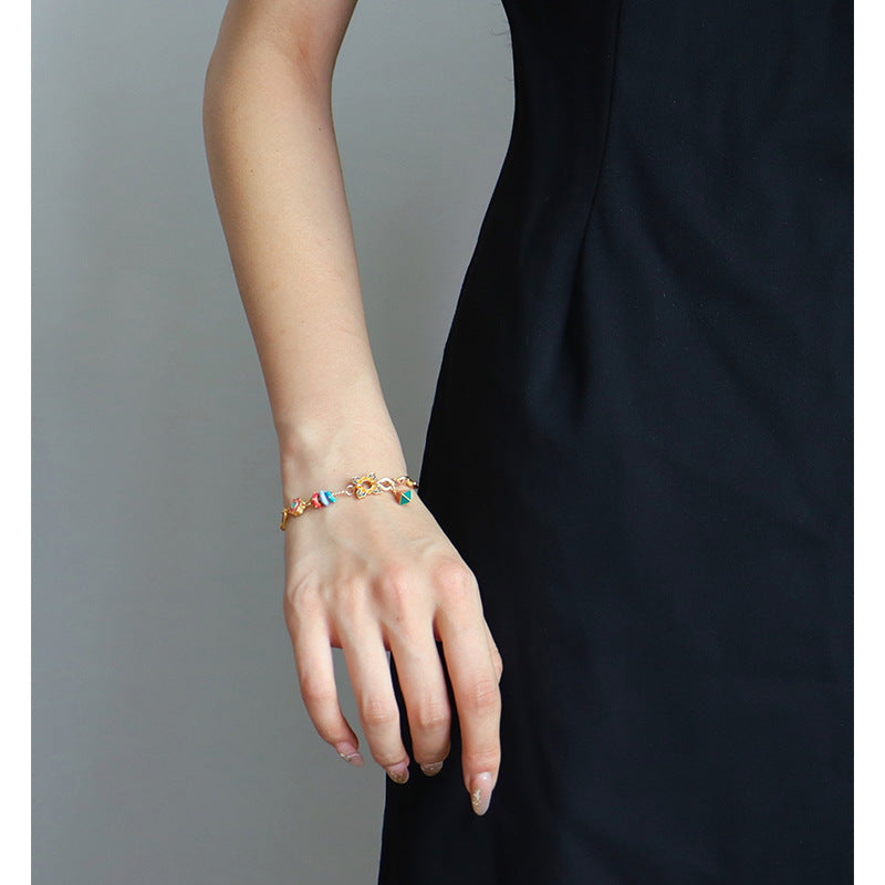 Wholesale  Color Dopamine Wheel Flower Bracelet