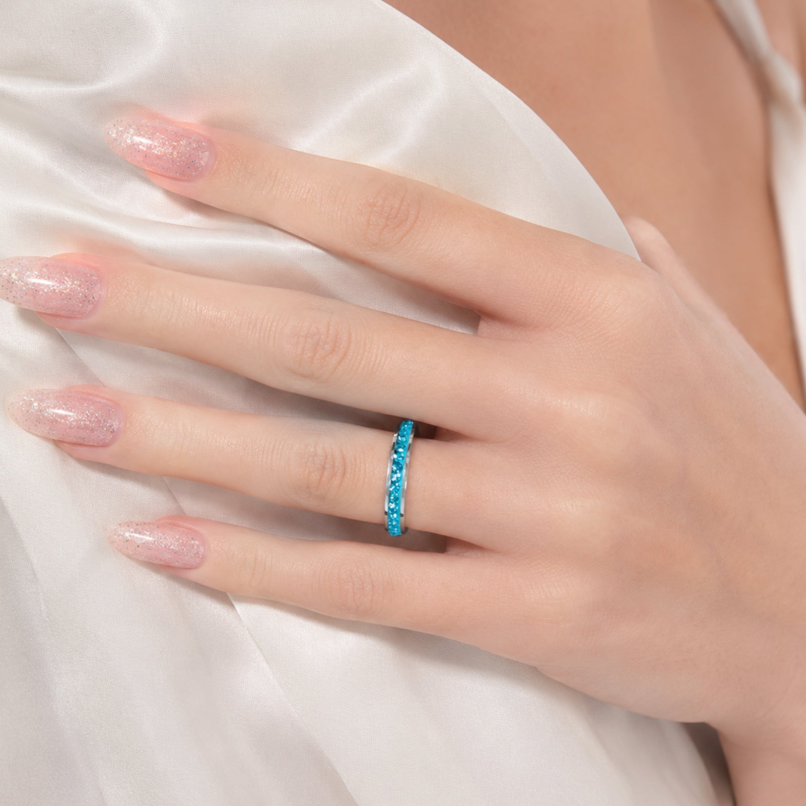 Wholesale Stainless Steel Colorful Inlay Rings Ins Style Couple Fashion Accessory